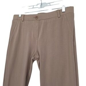 Betabrand Women Large Petite DPYP Dress Pant Yoga Pants Tan Khaki Straight Leg